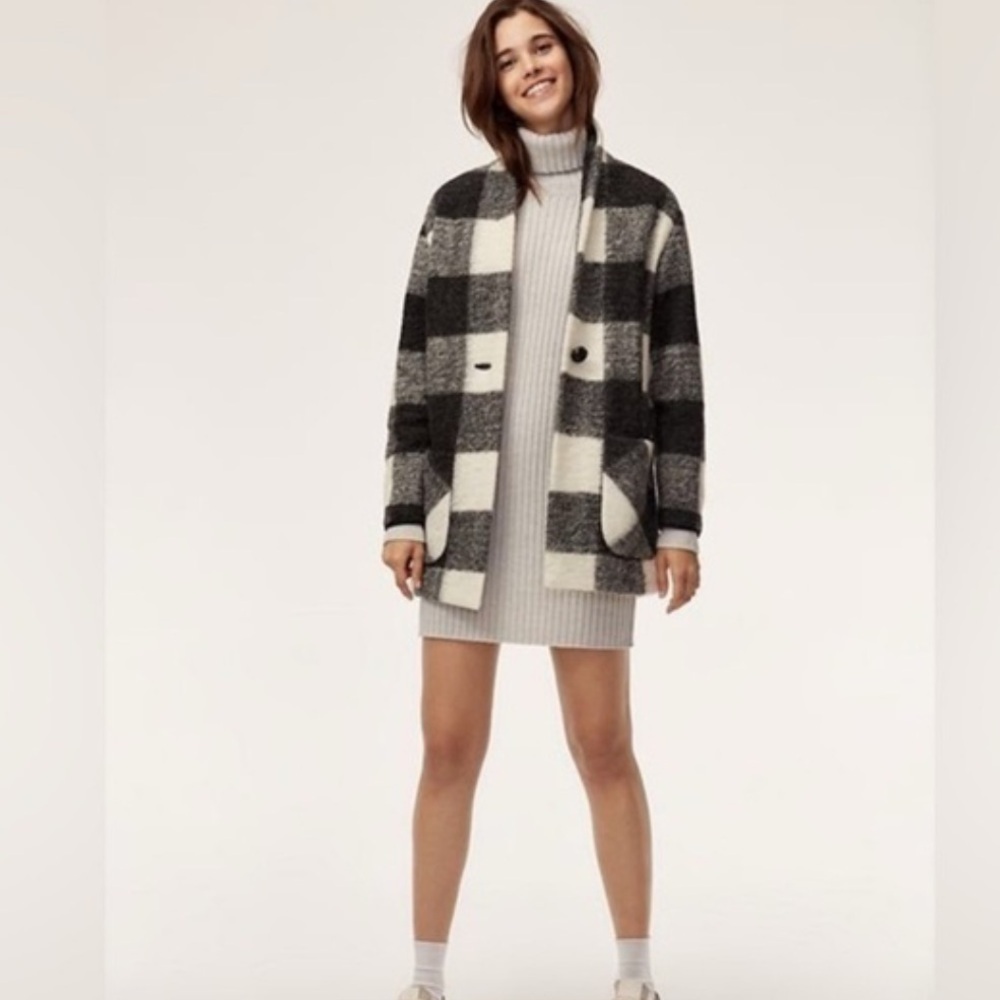 Aritzia Wilfred Free Off Duty Neelam Buffalo Check Slouchy Oversized Coat